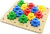 Montessori színes fogaskerék építő, fejlesztő tábla