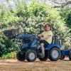 New Holland pedálos traktor markolóval és utánfutóval