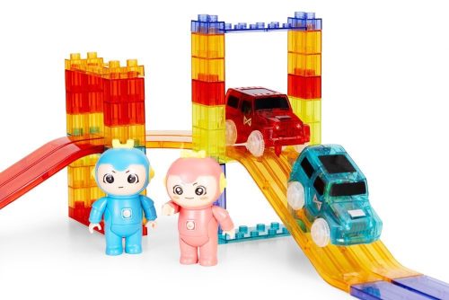 Mágneses autópálya készlet LED-es autókkal