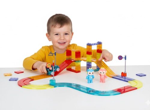 Mágneses autópálya készlet LED-es autókkal