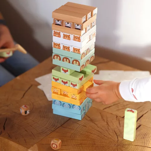 Állatos jenga torony