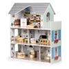 ECOTOYS Emma 3 szintes fa babaház, bútorokkal és kiegészítőkkel 