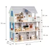 ECOTOYS Emma 3 szintes fa babaház, bútorokkal és kiegészítőkkel 