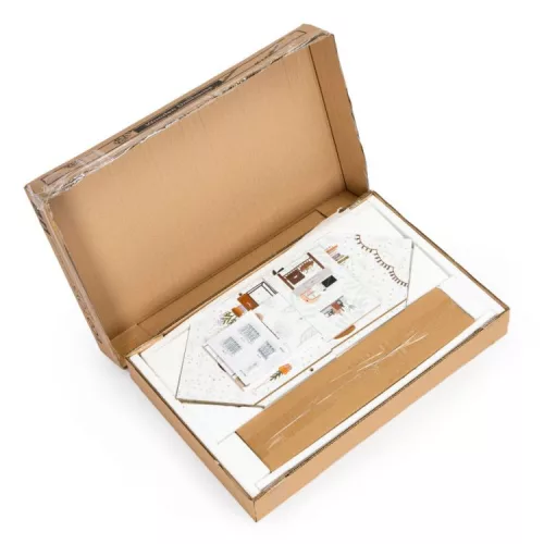 ECOTOYS Emma 3 szintes fa babaház, bútorokkal és kiegészítőkkel 