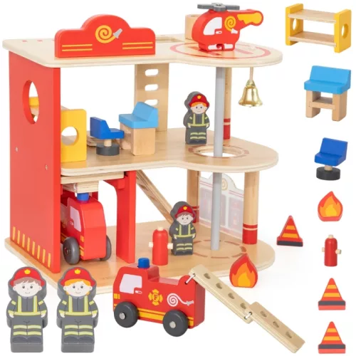 3 emeletes fa tűzoltó állomás kiegészítőkkel