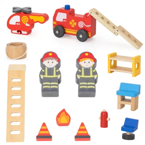 3 emeletes fa tűzoltó állomás kiegészítőkkel