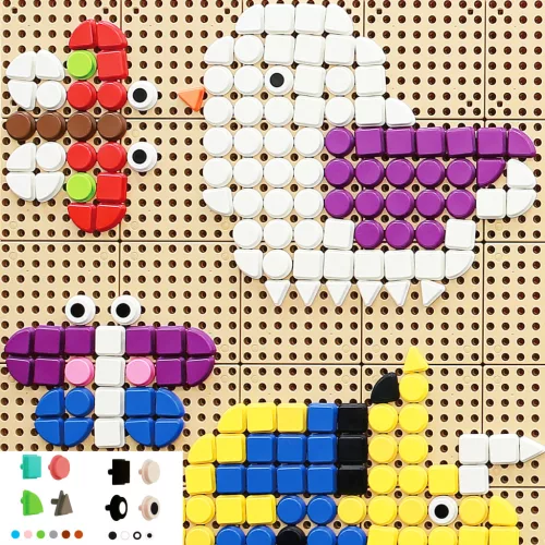 MASTERKIDZ színes forma csapok STEM táblához, 256db