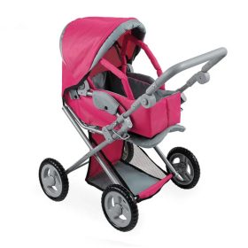   4 az 1-ben állítható rózsaszín babakocsi, kiegészítőkkel