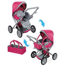  4 az 1-ben állítható rózsaszín babakocsi, kiegészítőkkel