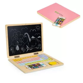   ECOTOYS fa rózsaszín mágneses laptop, telefonnal és kiegészítőkkel