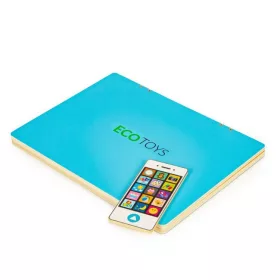   ECOTOYS fa kék mágneses laptop, telefonnal és kiegészítőkkel