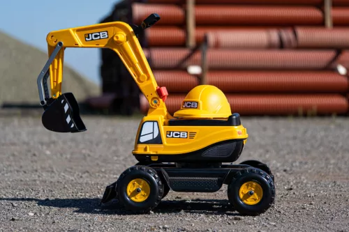 JCB kotrógép sisakkal