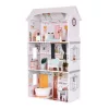ECOTOYS Alice fa 3 emeletes, 4 szobás babaház, bútorokkal
