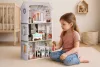 ECOTOYS Alice fa 3 emeletes, 4 szobás babaház, bútorokkal